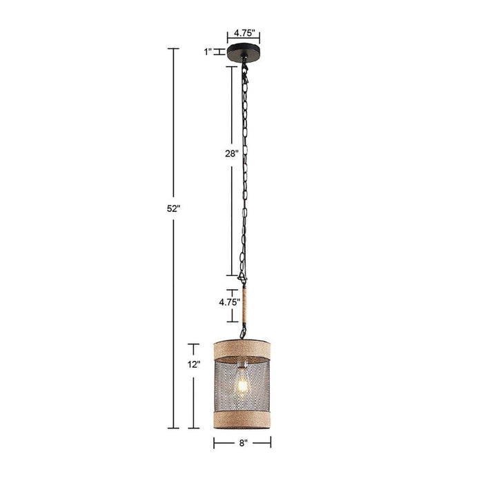 Orion Natural Rope and Metal Mesh Cylinder Pendant | Bohemian Home Decor