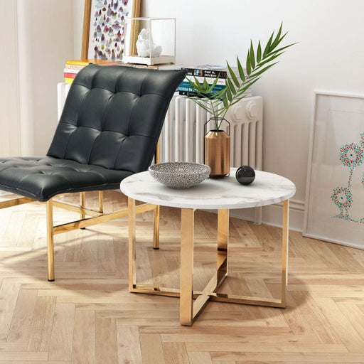 Globe End Table White & Gold | Bohemian Home Decor