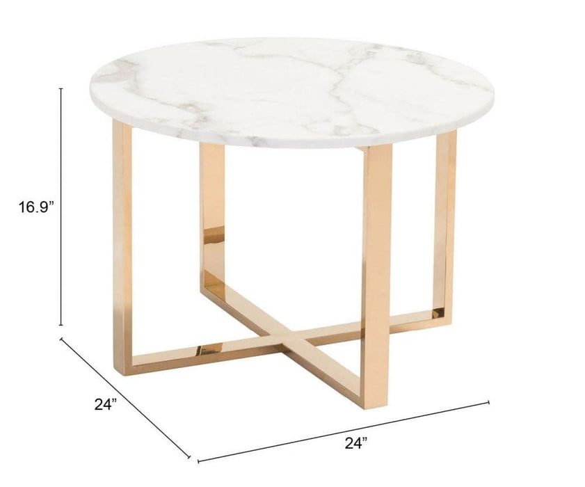 Globe End Table White & Gold | Bohemian Home Decor