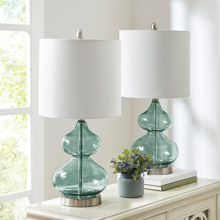 Ellipse Curved Glass Table Lamp, Set of 2 | Bohemian Home Decor