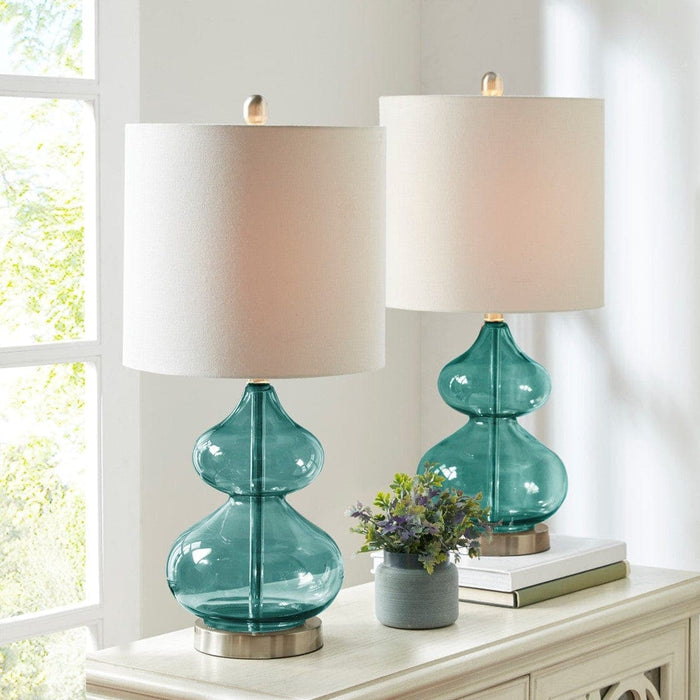 Ellipse Curved Glass Table Lamp, Set of 2 | Bohemian Home Decor