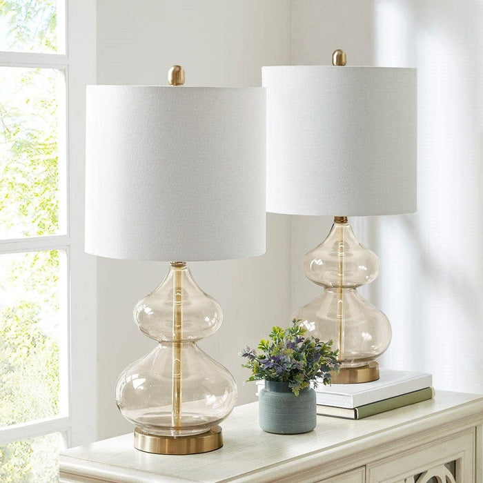 Ellipse Curved Glass Table Lamp, Set of 2 | Bohemian Home Decor