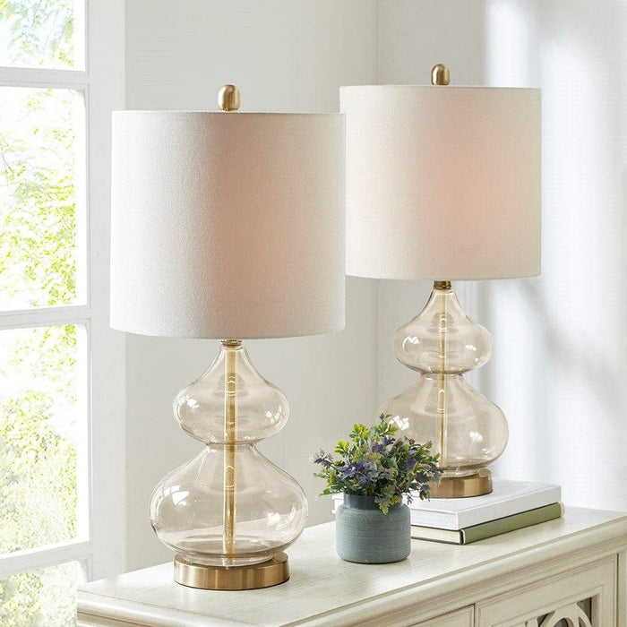 Ellipse Curved Glass Table Lamp, Set of 2 | Bohemian Home Decor
