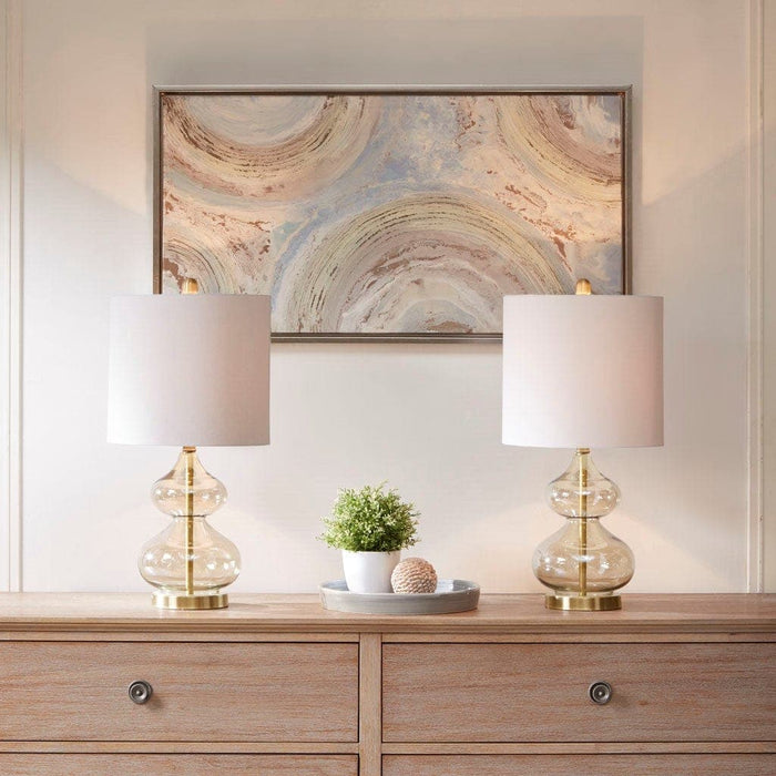 Ellipse Curved Glass Table Lamp, Set of 2 | Bohemian Home Decor