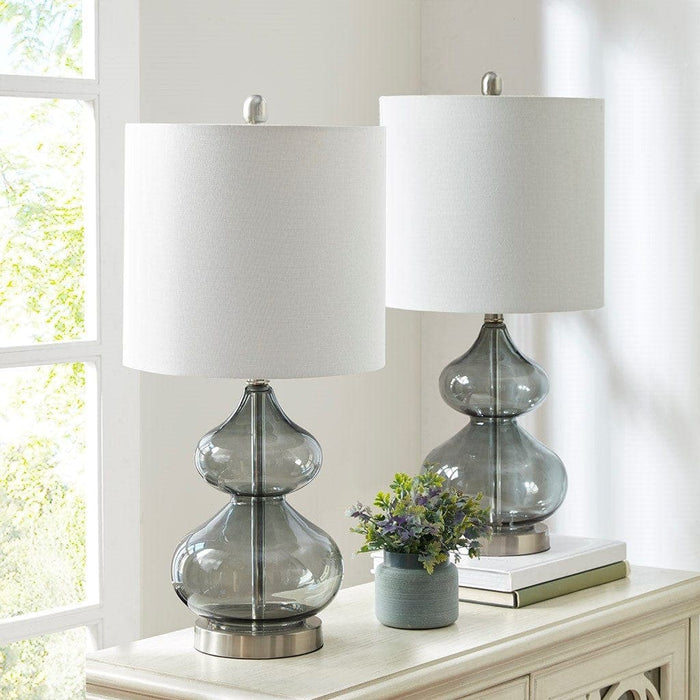 Ellipse Curved Glass Table Lamp, Set of 2 | Bohemian Home Decor
