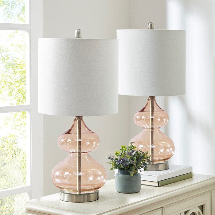Ellipse Curved Glass Table Lamp, Set of 2 | Bohemian Home Decor