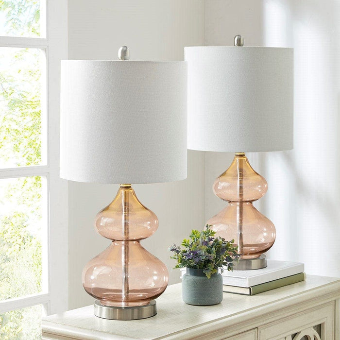 Table Lamp Ellipse Curved Glass Table Lamp, Set of 2 -Free Shipping by Bohemian Home Decor