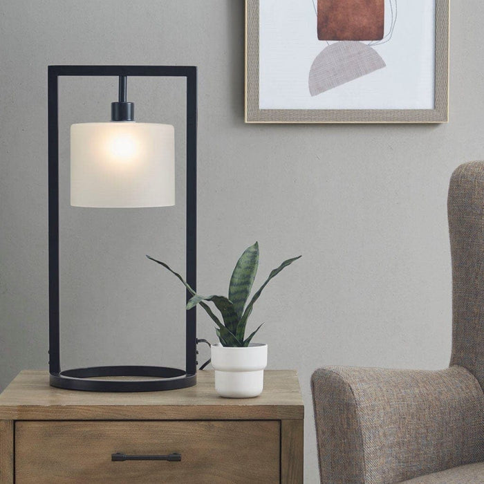 Kittery Metal Table Lamp with Glass Drum Shade | Bohemian Home Decor