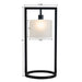 Table Lamp Kittery Metal Table Lamp with Glass Drum Shade Black Base/Frosted Shade -Free Shipping by Bohemian Home Decor